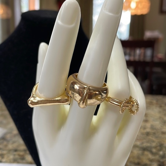 Gold Geo Trio Ring Set - Picture 5 of 10